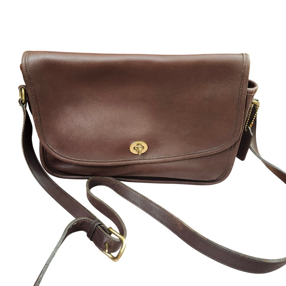 Coach Vintage City Bag Mahogany Brown Leather Crossbody Turnlock 9790 USA Made